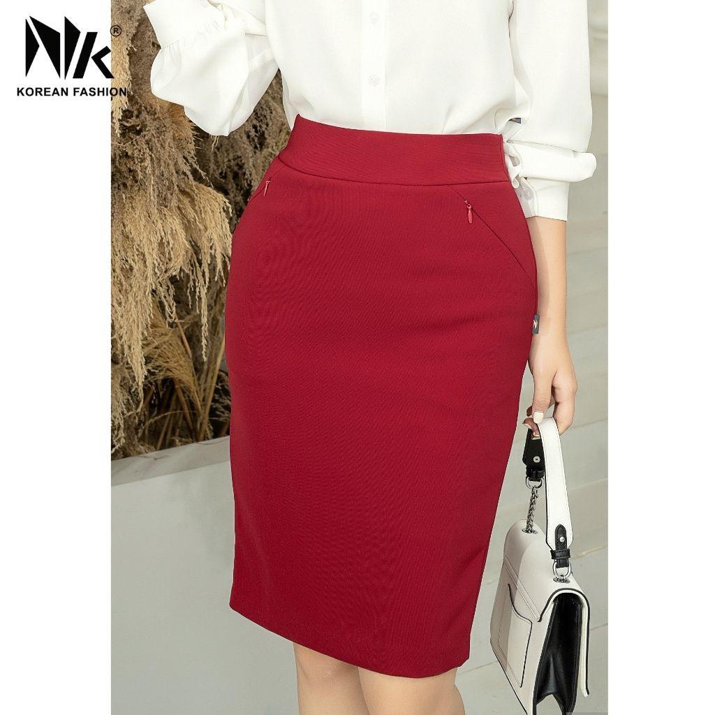 Chân Váy Thiết Kế Công Sở NK FASHION Dáng Bút Chì Basic, Chất Liệu Nhập Hàn Mềm Mịn, Co Giãn NKCV2010003