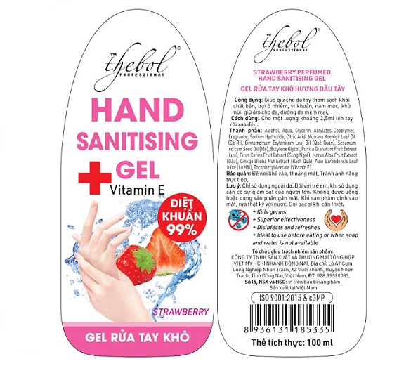 Gel Rửa Tay Khô Thebol Hương Dâu 100ml