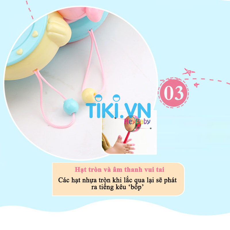 [Voucher 15k] Trống Lắc Hoạt Hình Cún Cưng Cho Bé Sơ Sinh, Màu Sắc Nét, Nhựa An Toàn Không Góc Cạnh, Tiếng Kêu Vui Tai