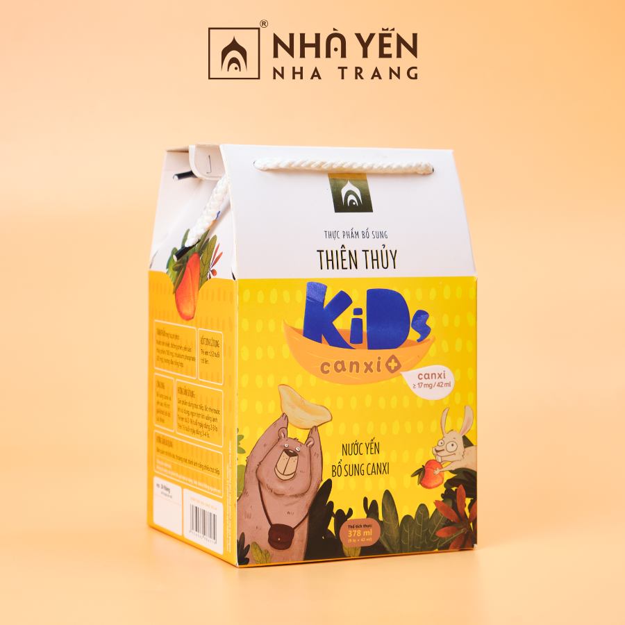 Nước Yến Sào Cho Bé Thiên Thủy Kids Canxi + - Nhà Yến Nha Trang - Hộp 9 Lọ - Nước Yến Chưng Sẵn - Tổ Yến Chưng Đường Phèn - Yến Trẻ Em - Hàng Chính Hãng