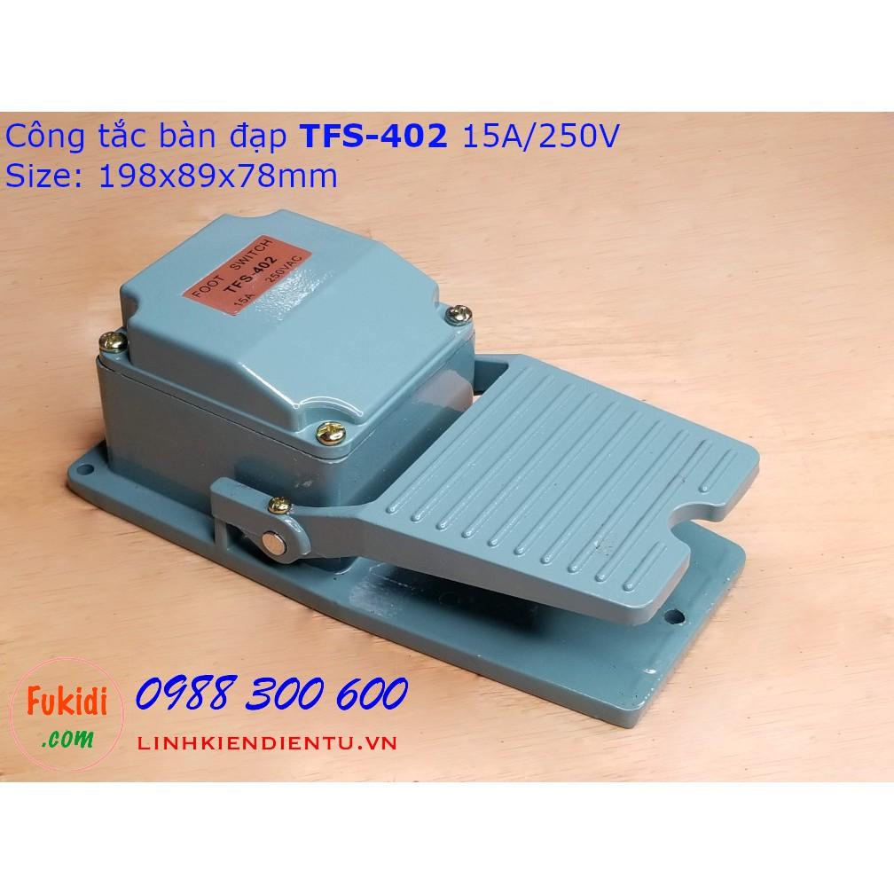 Cóc đạp điện TFS-402 15A/250V, vỏ nhôm, kích thước 198x98x78mm màu xanh