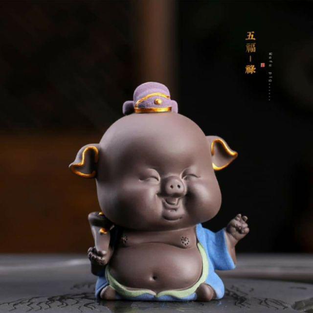 Tượng heo tài lộc vui nhộn- tượng heo gốm tử sa- tượng gốm tài lộc
