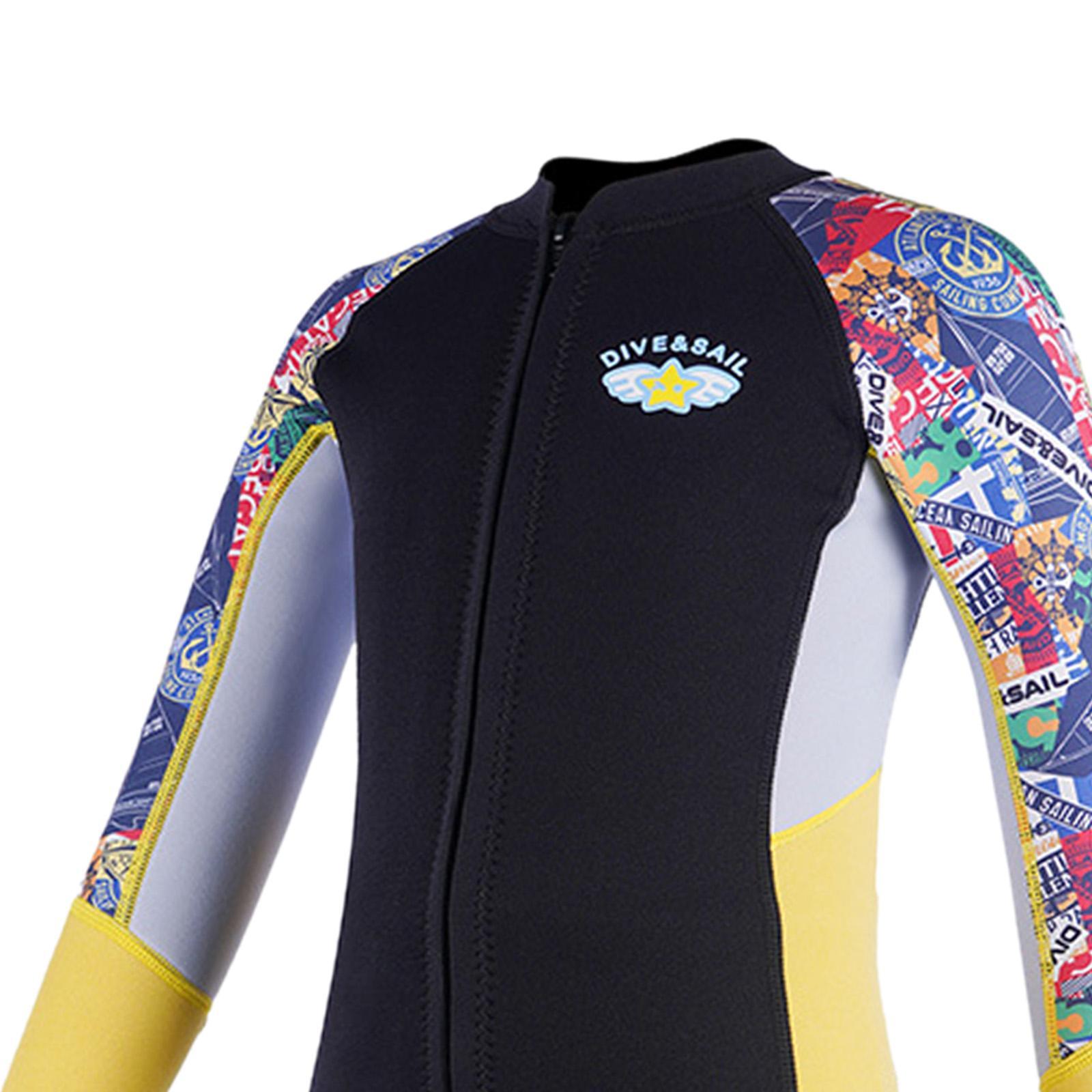 Split Wetsuit Kids Long Sleeve Wet Suit for Water Sports Canoeing Snorkeling