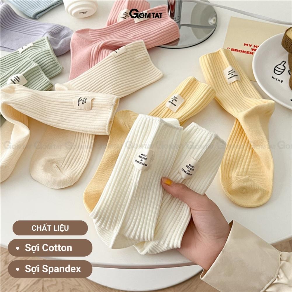 Tất nữ cổ cao trơn GOMTAT nhiều màu phong cách Hàn Quốc, chất liệu cotton nhẹ mềm mại thấm hút thoáng khí - CAOSUXI-PO-3023-1DOI