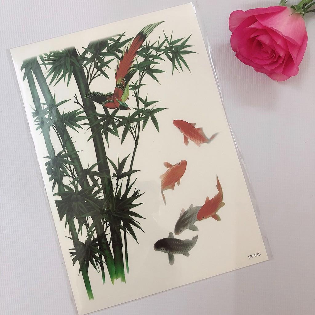 Hình xăm dán hoa hồng sắc xuân 15x21cm