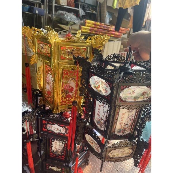 Đèn lồng treo tết vàng nhựa phun màu 3 tầng cao 40cm