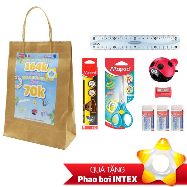 Combo Tựu Trường Lớp 1, 2, 3 - Dụng Cụ Học Sinh - Maped 032020 - Tặng Phao Bơi Intex