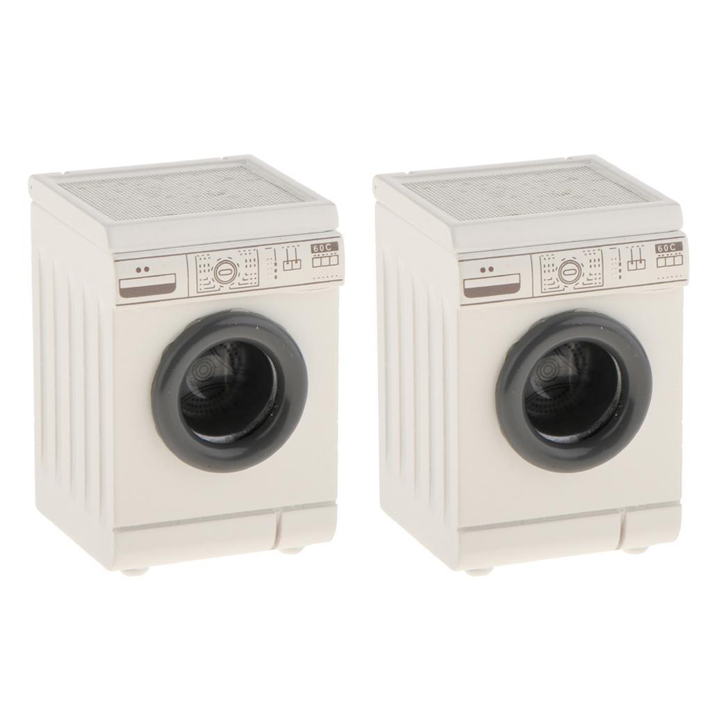 2x 1/12 Scale Washing Machine Model Baby Doll Home Appliance Scenery Decor
