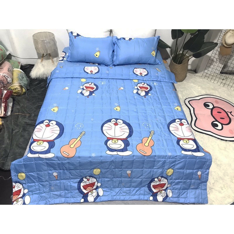 Chăn Hè Cotton Poly Mẫu Doremon Đàn (Không Kèm Ga Gối) - Tặng 1 Bàn Chải BOSSI