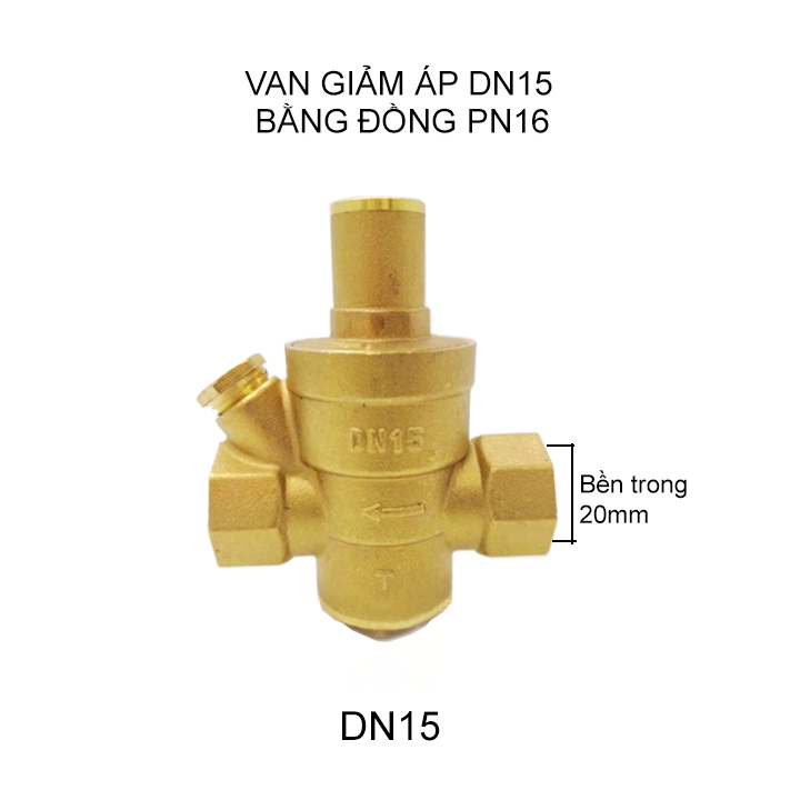 Van giảm áp bằng đồng kích thước DN15, DN20, DN25 tùy chọn kèm đồng hồ đo