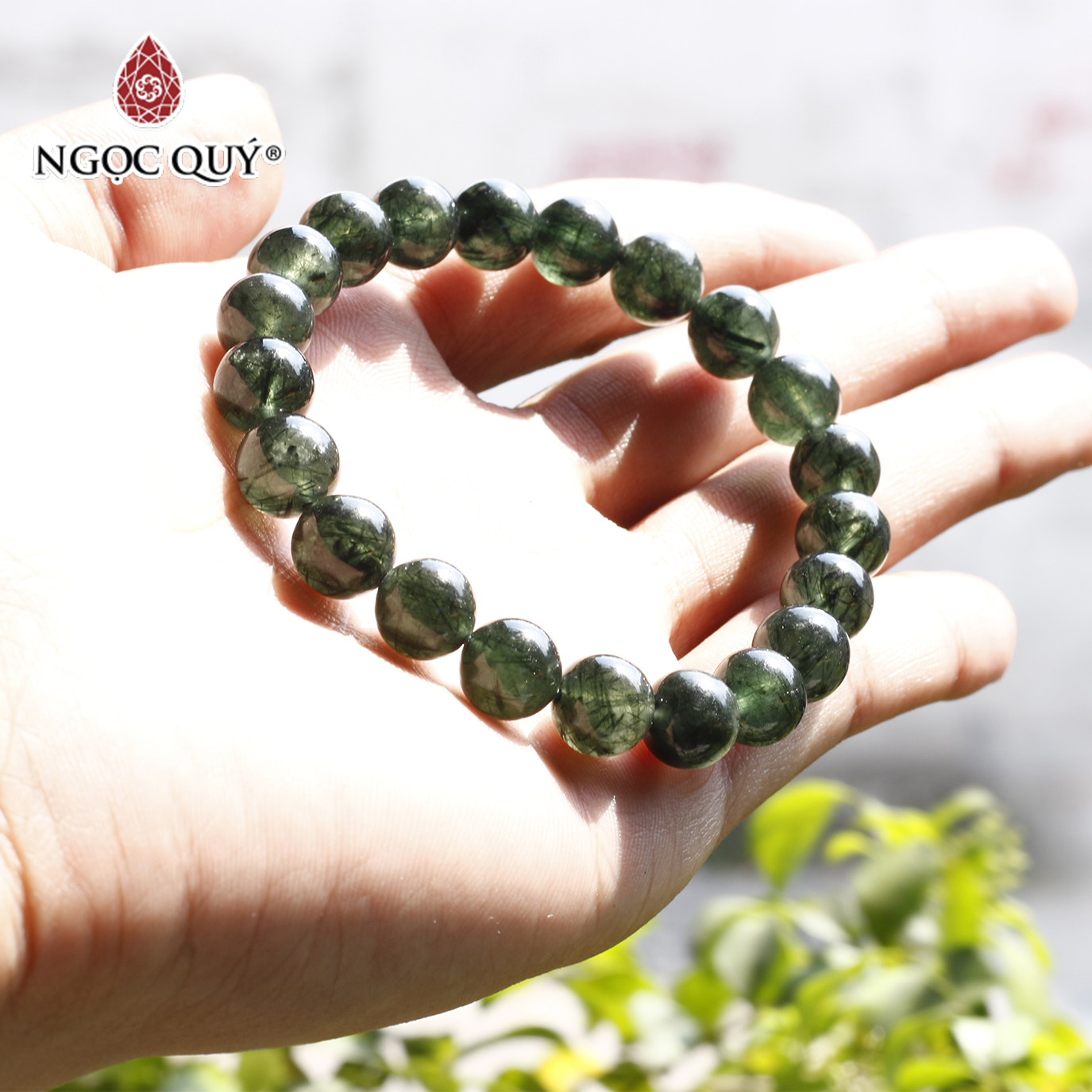 Vòng tay đá thạch anh tóc xanh mệnh hỏa, mộc - Ngọc Quý Gemstones