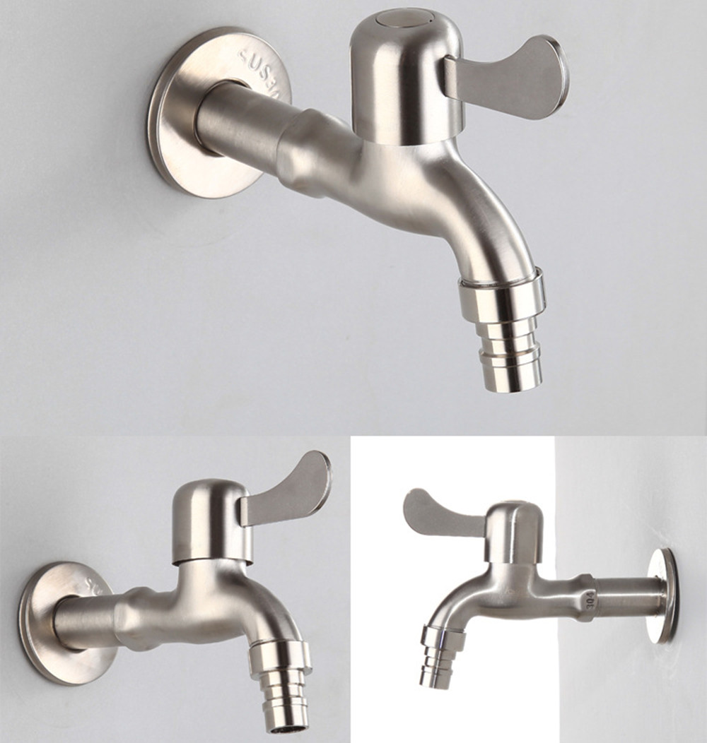 Vòi nước thân dài inox 304 KAMA PK09-D - Vòi nước máy giặt, vòi hồ nước tưới cây ban công - HÀNG CHÍNH HÃNG