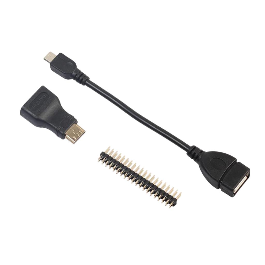 Raspberry Pi Zero Kit Mini HDMI To HDMI Adapter+Micro USB Cable+GPIO Header