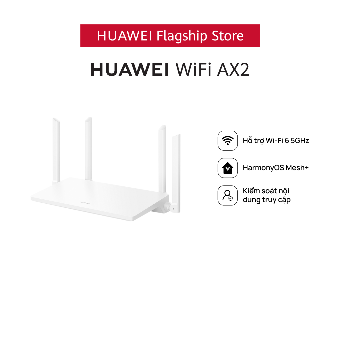 Router WiFi HUAWEI AX2 | WiFi6 5GHz hỗ trợ 1500 Mbps | HarmonyOS Mesh+ | Kiểm soát nội dung truy cập | Hàng Chính Hãng