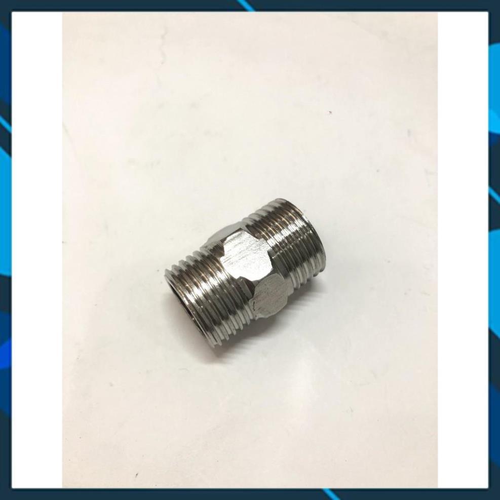 Níp, Kép, Nối 2 Đầu Ren Ngoài 21mm Đồng Thau - Inox Sần 304 - Inox Bóng