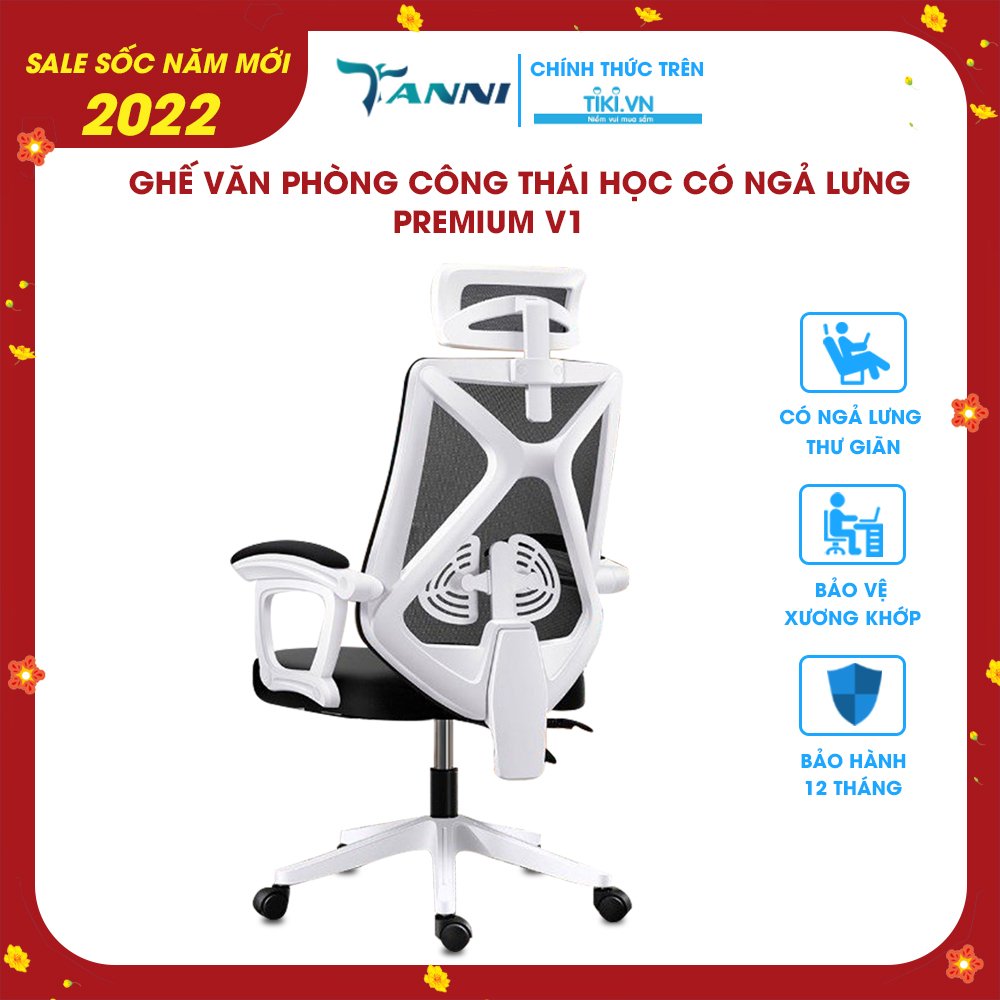 Ghế Xoay Văn Phòng Công Thái Học Ergonomic Có Ngả Lưng Premium V1, Ghế Xoay Ngồi Làm Việc Cao Cấp Nhập Khẩu