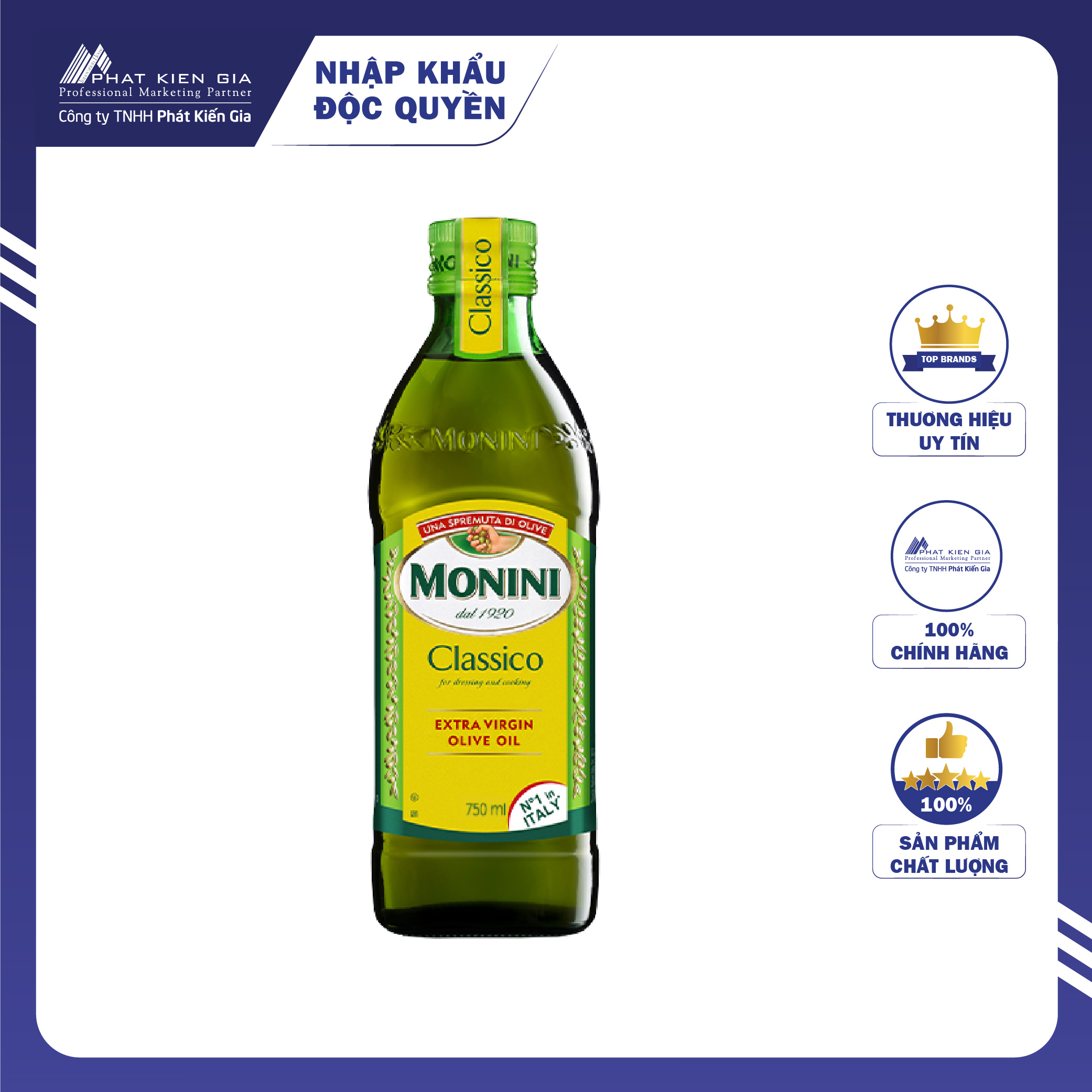 Dầu Oliu Extra Virgin Monini 750ml - Nhập Khẩu Ý | Monini Classico Extra Virgin Olive Oil 750ml