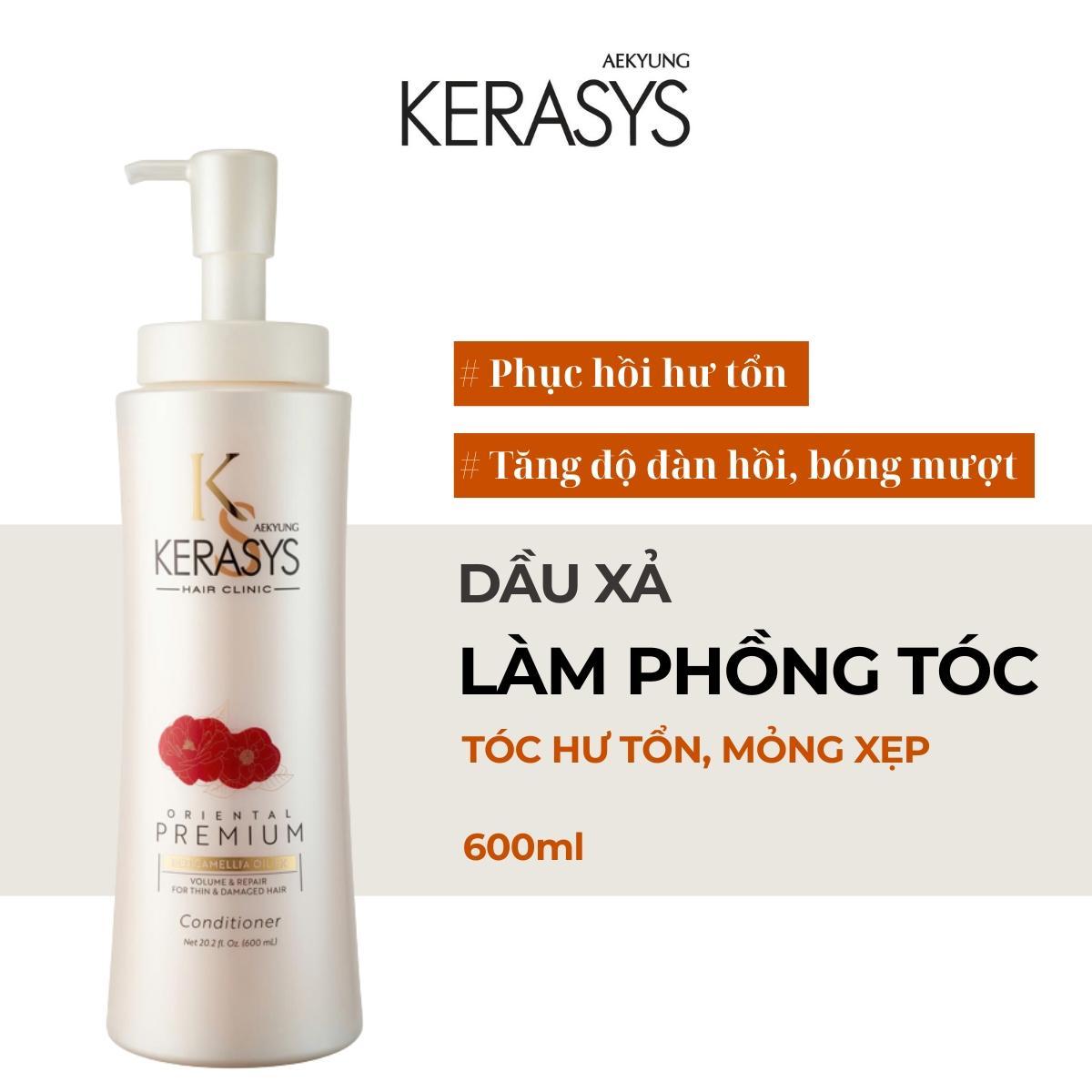 Dầu xả Aekyung Kerasys Oriental Premium Red Camellia EX Volumizing Repair Conditioner (Dưỡng tóc bồng bềnh - Dành cho tóc hư tổn, mỏng xẹp) 600 ml
