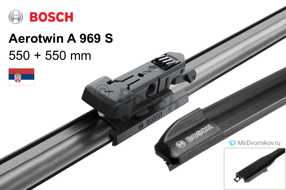 Gạt Mưa BOSCH A969S Set 22&quot; &amp; 22&quot;: MERC SLC - Class (W172) (15-), SLK - Class (W171) (07 - 10 );....