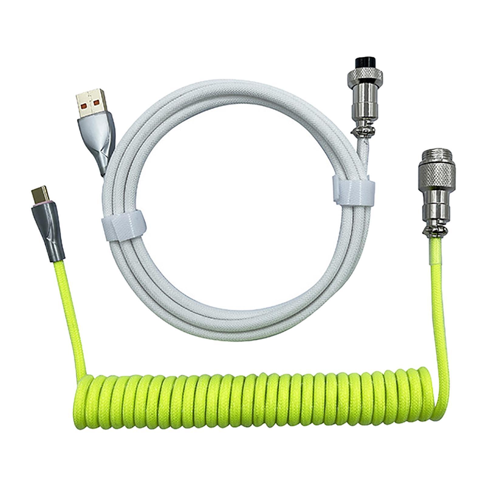 USB to Type C Coiled Cable with Aviation Plug Gaming Extendable for Mechanical Keyboard