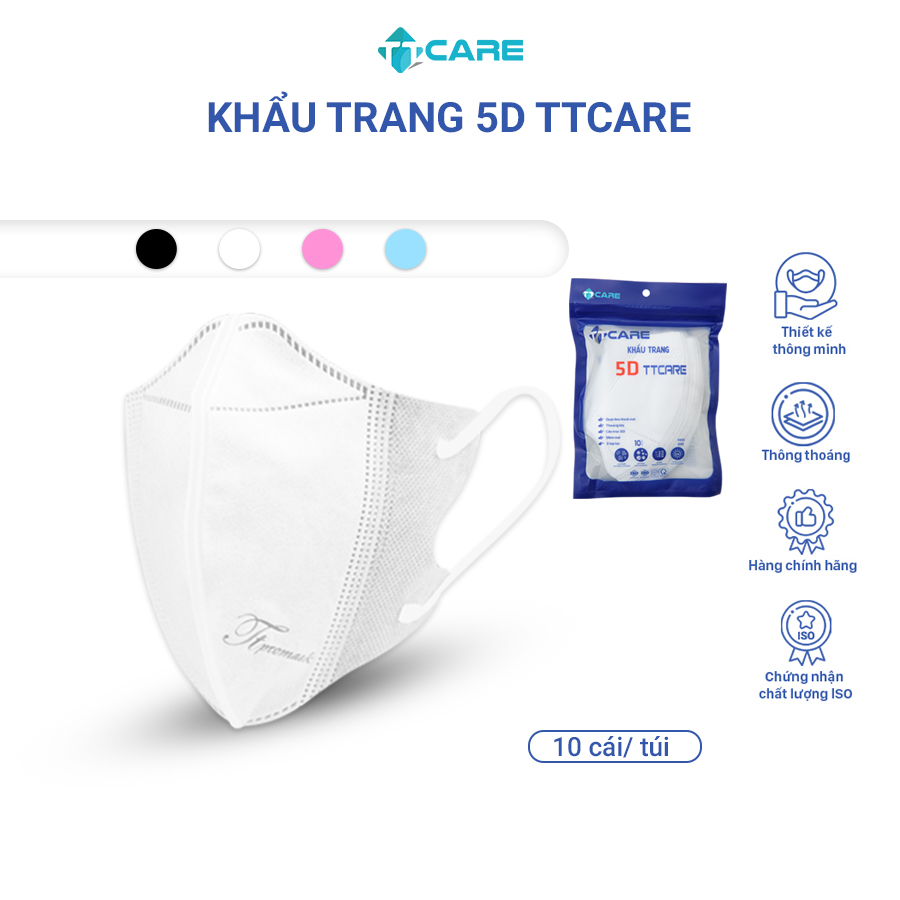 [Combo 20 túi] khẩu trang 5D TTCare 3 lớp cao cấp kháng khuẩn an toàn sức khoẻ đạt chuẩn Bộ Y Tế