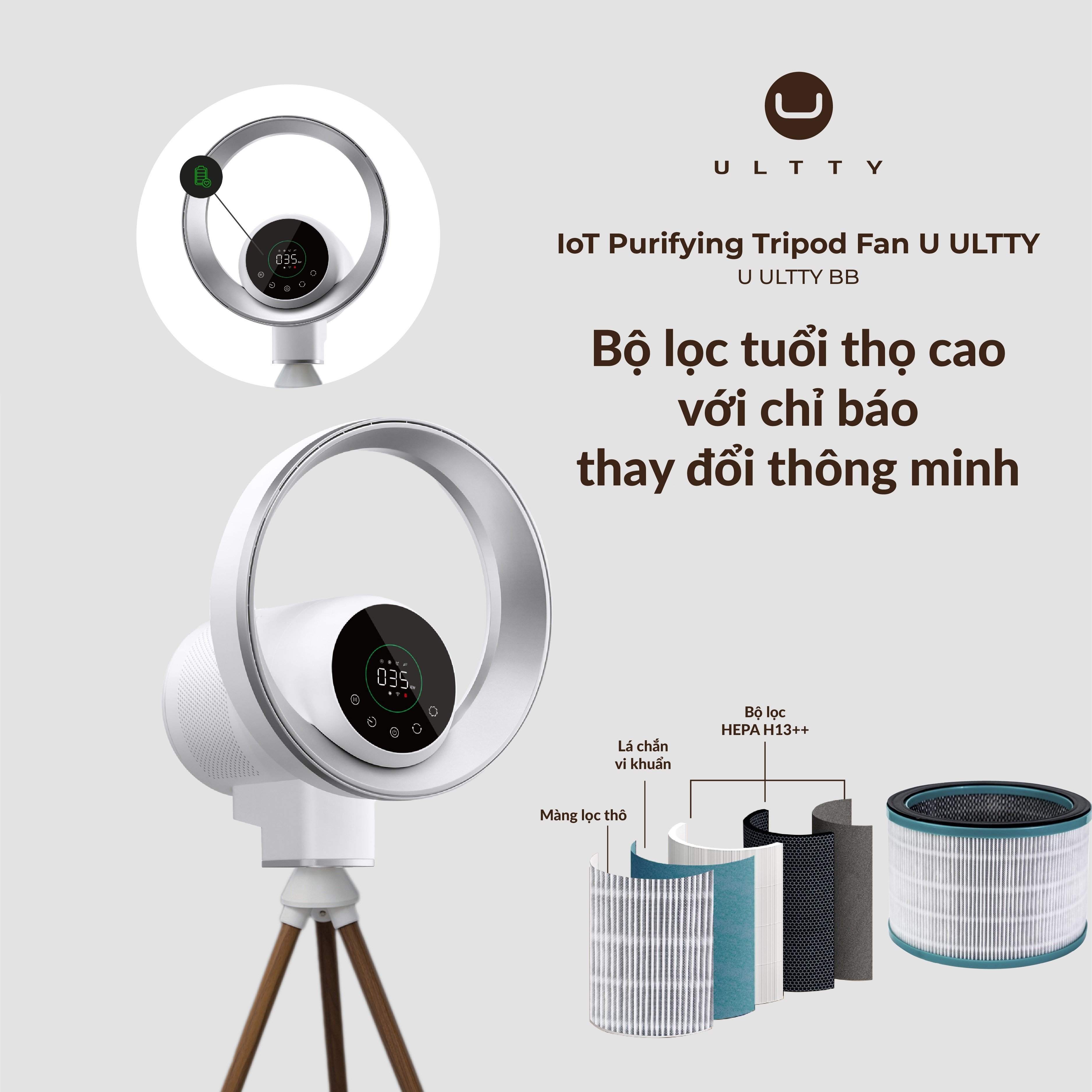 Quạt lọc không khí khử khuẩn ULTTY BB Hàng chính hãng Bảo hành 3 năm