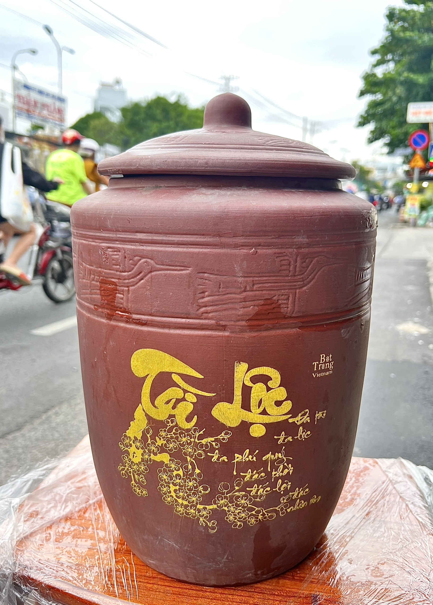 Hũ gạo Tài Lộc Đất Đỏ Bát Tràng đựng 9 kí gạo
