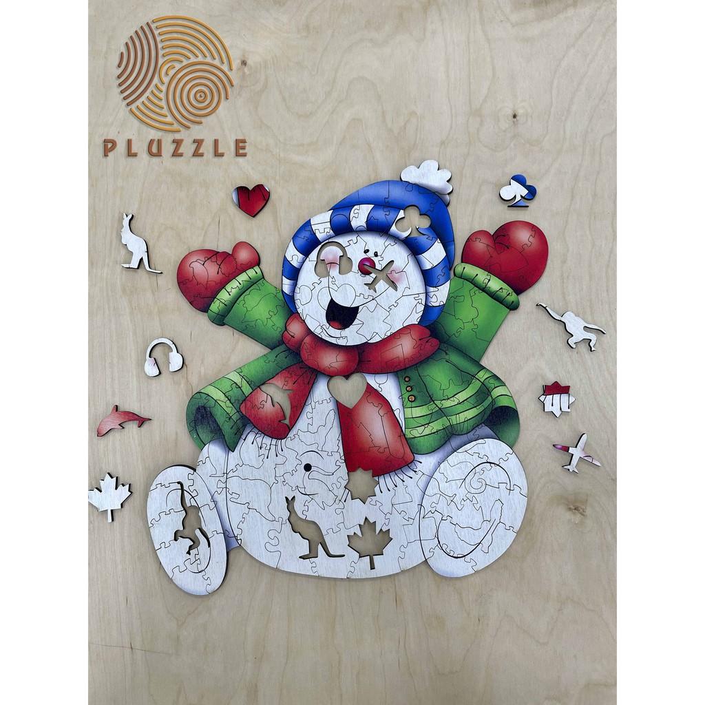 Puzzle Đồ chơi Bộ xếp hình gỗ con vật độc đáo dành cho trẻ em và người lớn PLUZZLE - Người tuyết – PZ035