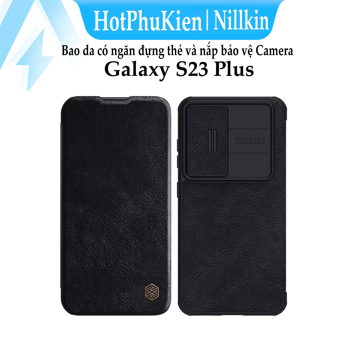 Case bao da chống sốc cho Samsung Galaxy S23 Plus / Galaxy S23+ trang bị nắp bảo vệ Camera hiệu Nillkin Qin Pro trang bị 2 ngăn đựng thẻ ATM Name Card, chất liệu da cao cấp, thiết kế thời trang cá tính - Hàng nhập khẩu