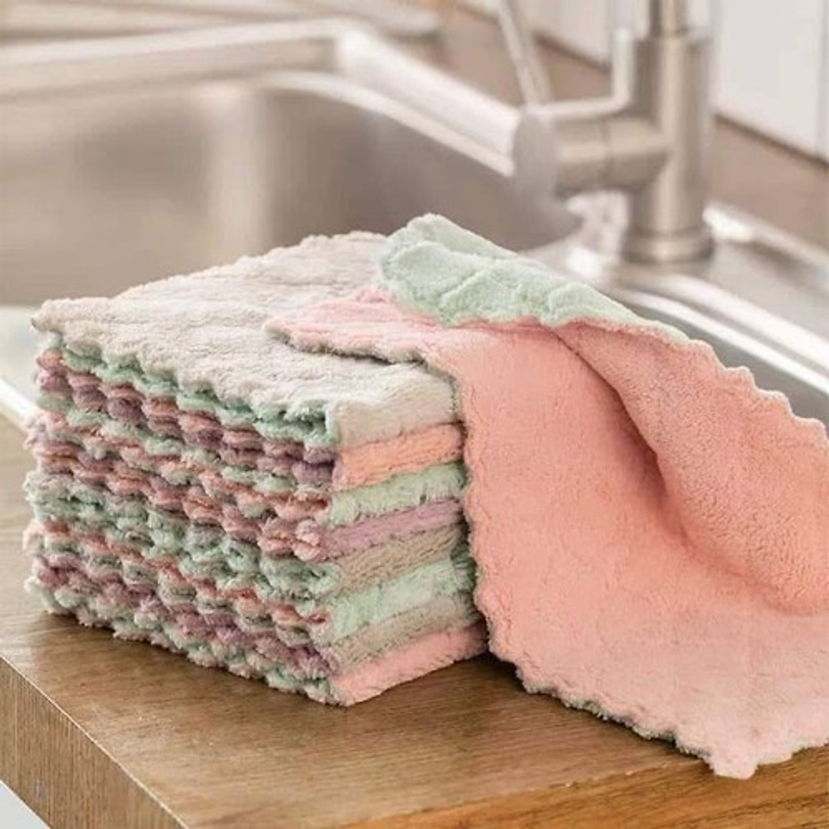 Khăn Lau Nhà Bếp Đa Năng 2 Mặt Xuất Nhật - Vệ Sinh Nhà Cửa - Vải Sợi Microfiber Không Phai Màu Rụng Sợi Nhanh Khô- Hàng Chính Hãng MINIIN