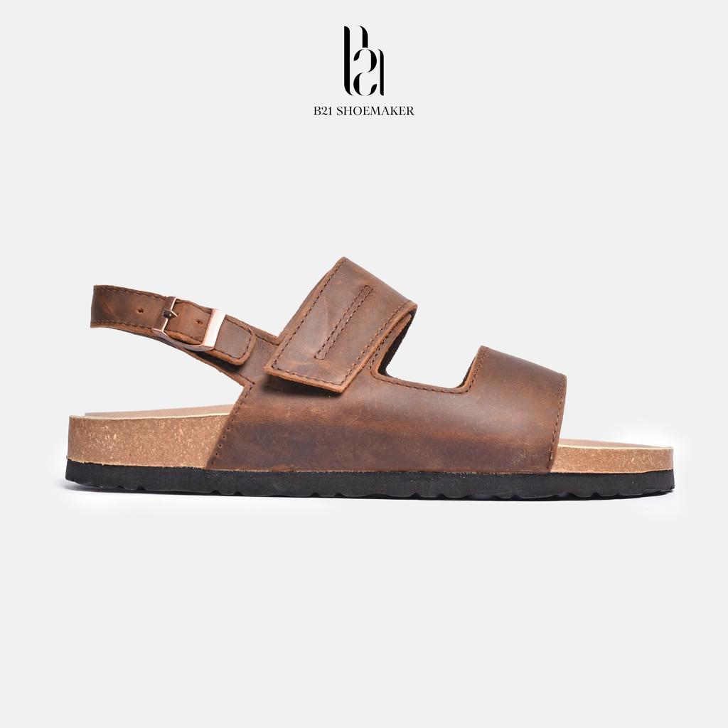 Dép Xăng Đan Đế Trấu Da Bò 2 Lớp Nam Nữ Quai Hậu Dép Sandals Quai Ngang Đế Cao UNISEX phong cách Retro Vintage Classic