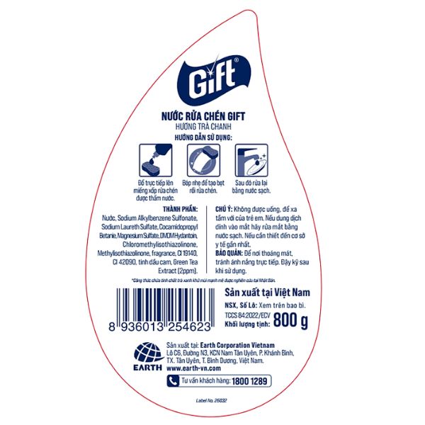 Nước rửa chén Gift  800g