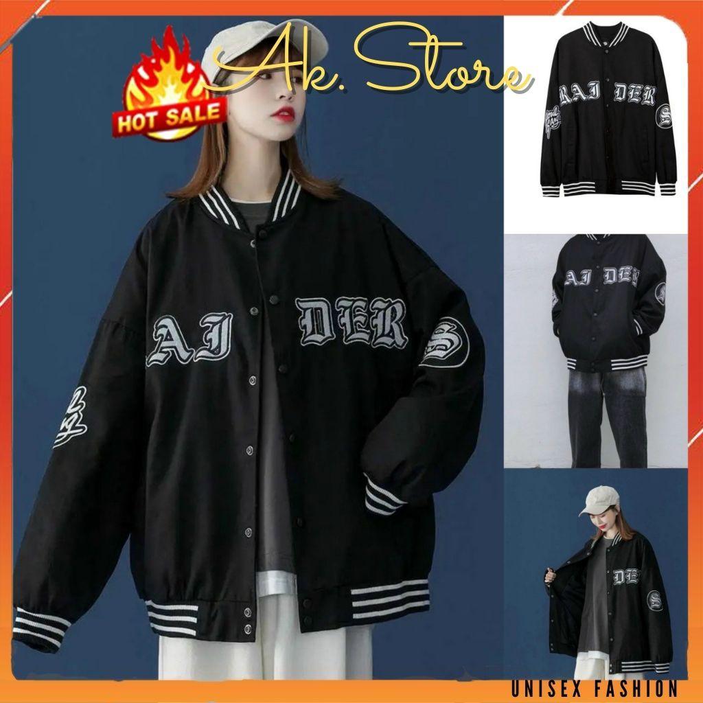 Hình ảnh Áo Khoác Dù Nam Nữ Unisex - Áo Khoác Jacket Bombers RAJDER Màu Đen Siêu Hot (có form rộng XL)