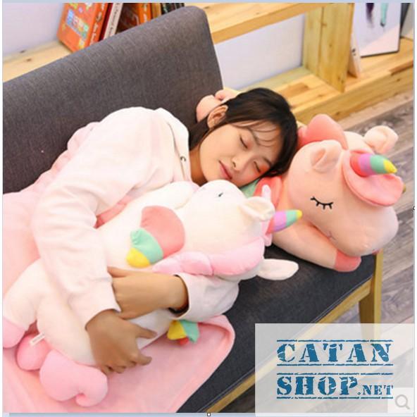 Gấu bông CATAN shop,Gối mền kỳ lân 3 trong 1 siêu cute,nỉ nhung cực mịn,chăn gối văn phòng unicorn ngựa 1 sừng, quà tặng