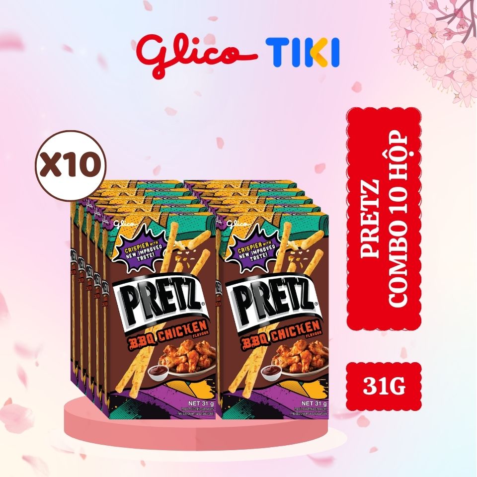 Bánh que vị gà nướng GLICO Pretz BBQ Chicken Flavour 31g (Combo 10 hộp)