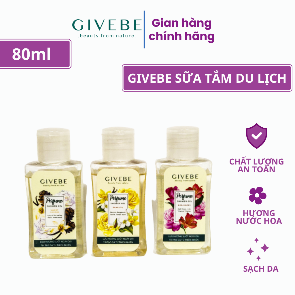 Hình ảnh Sữa tắm GIVEBE Vàng - Sansuyu 80 ml hương nước hoa Ý tái tạo làn da, mềm mại, sạch mụn chiết suất thi