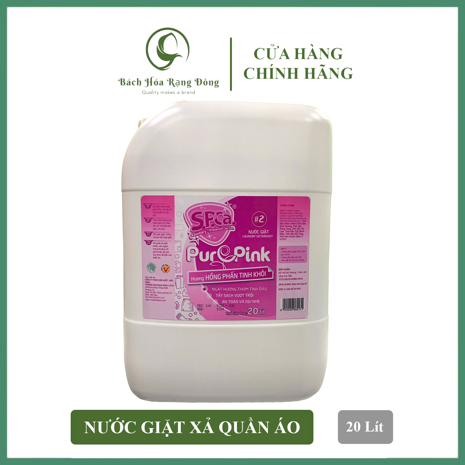 Nước giặt xả quần áo can 20 lít SPCa cao cấp thơm lâu, sạch nhanh, mềm vải, lưu hương lâu, không hại da tay