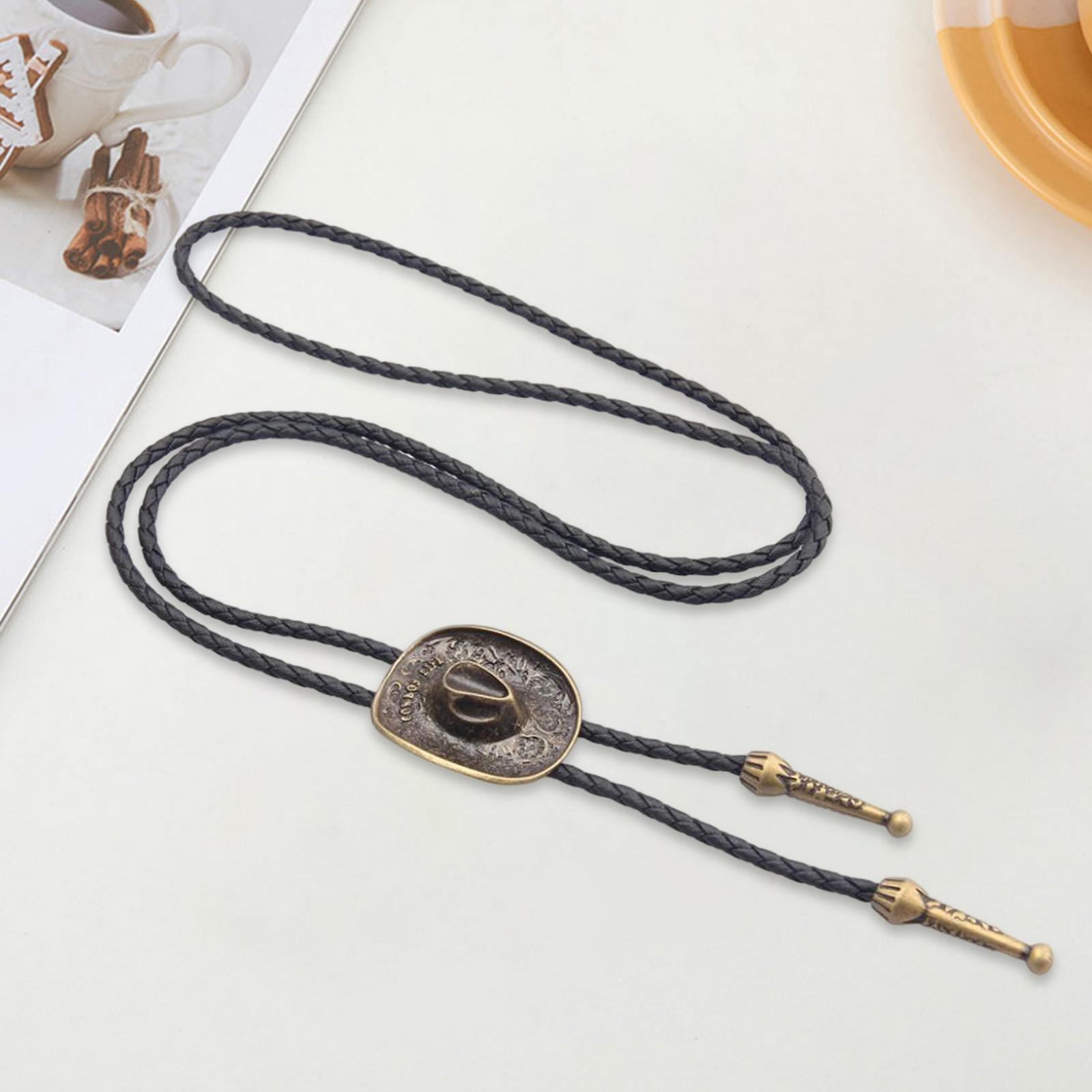 Western Cowboy Hat Bolo Tie Vintage Costume Accessories Necklace for Halloween Party