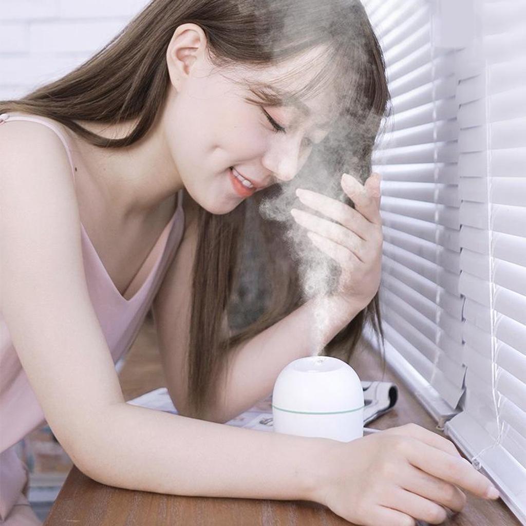 Mini Ultrasonic Humidifier 220ml Small Aroma Diffuser LED Light  White