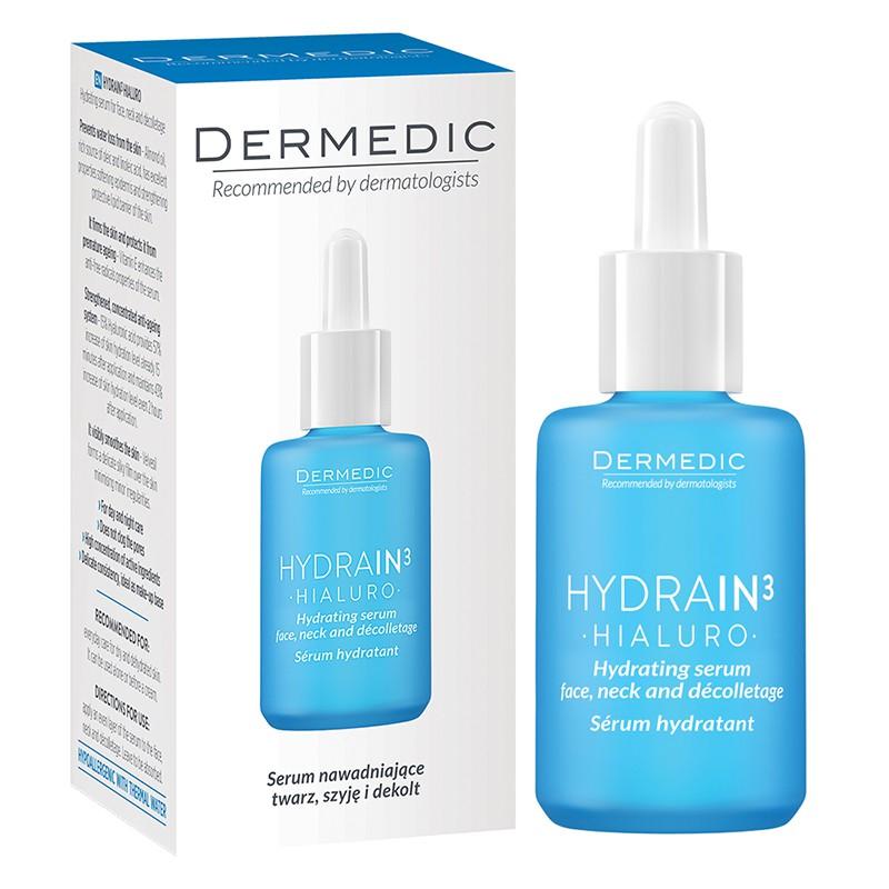 Serum Dermedic Hydrain3 cấp nước, cấp ẩm cho da khô Hydrain3 Hialuro Hydrating Serum For Face, Neck And Decolltage 30 ml
