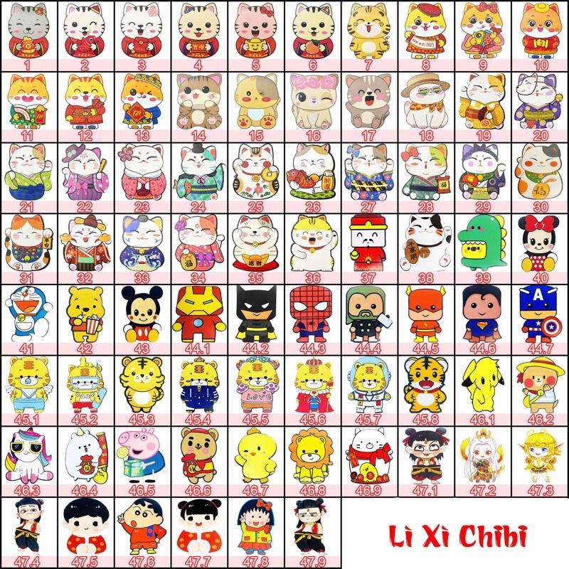 Bao lì xì 2023 chibi tết hot trend dễ thương, phong lixi hình thú chipi đẹp độc lạ sỉ lẻ giá rẻ