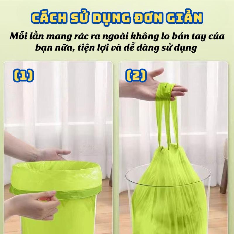 Túi Đựng Rác Dạng Rút Linh Chi Bedding Cuộn 50 Túi Chịu Tải Tốt Siêu Dai Màu Xanh Lá