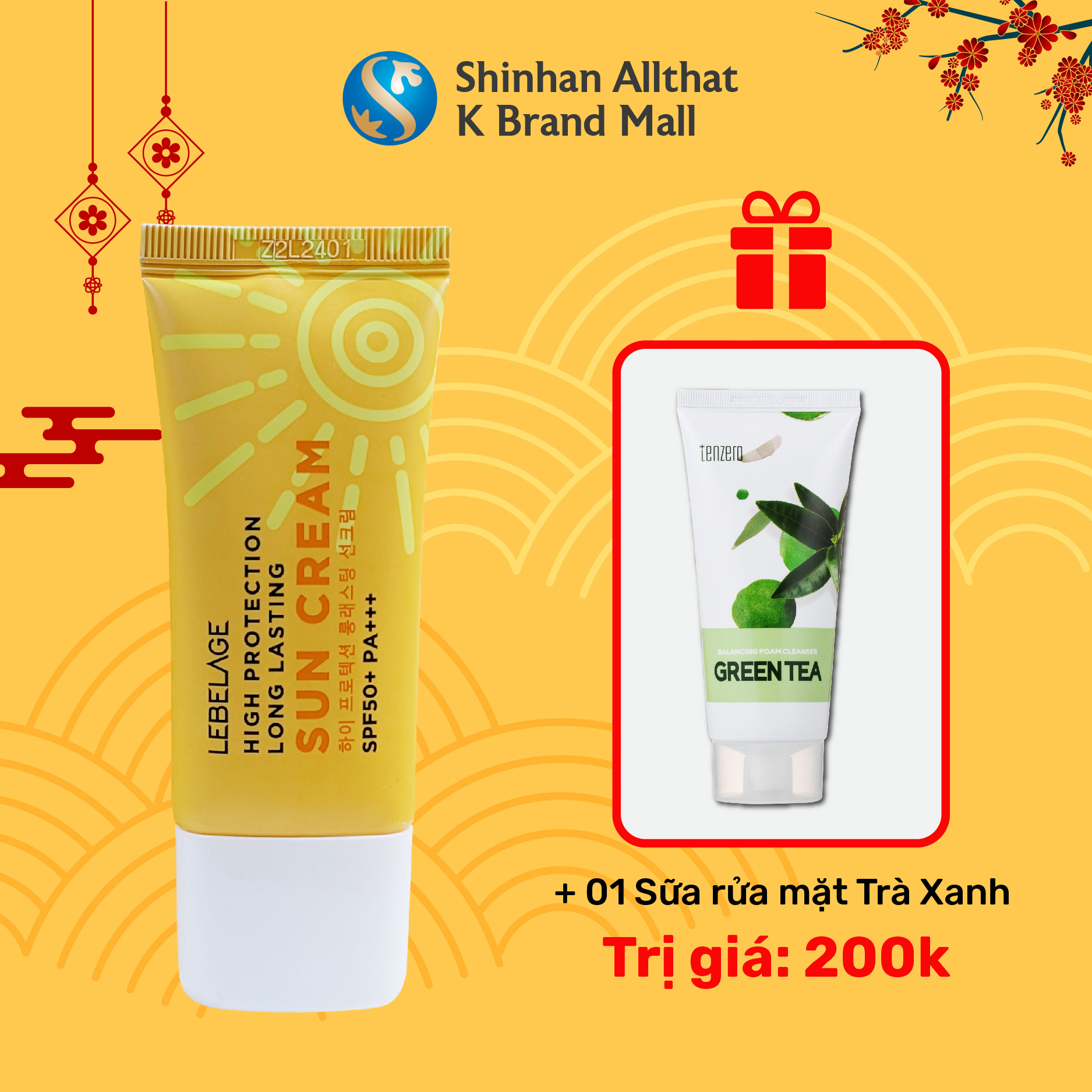 Kem Chống Nắng Chống Thấm Nước Lebelage SPF50+ Pa+++ High Protection Long Lasting Sun Cream Chiết Xuất Lá Lô Hội 30ml