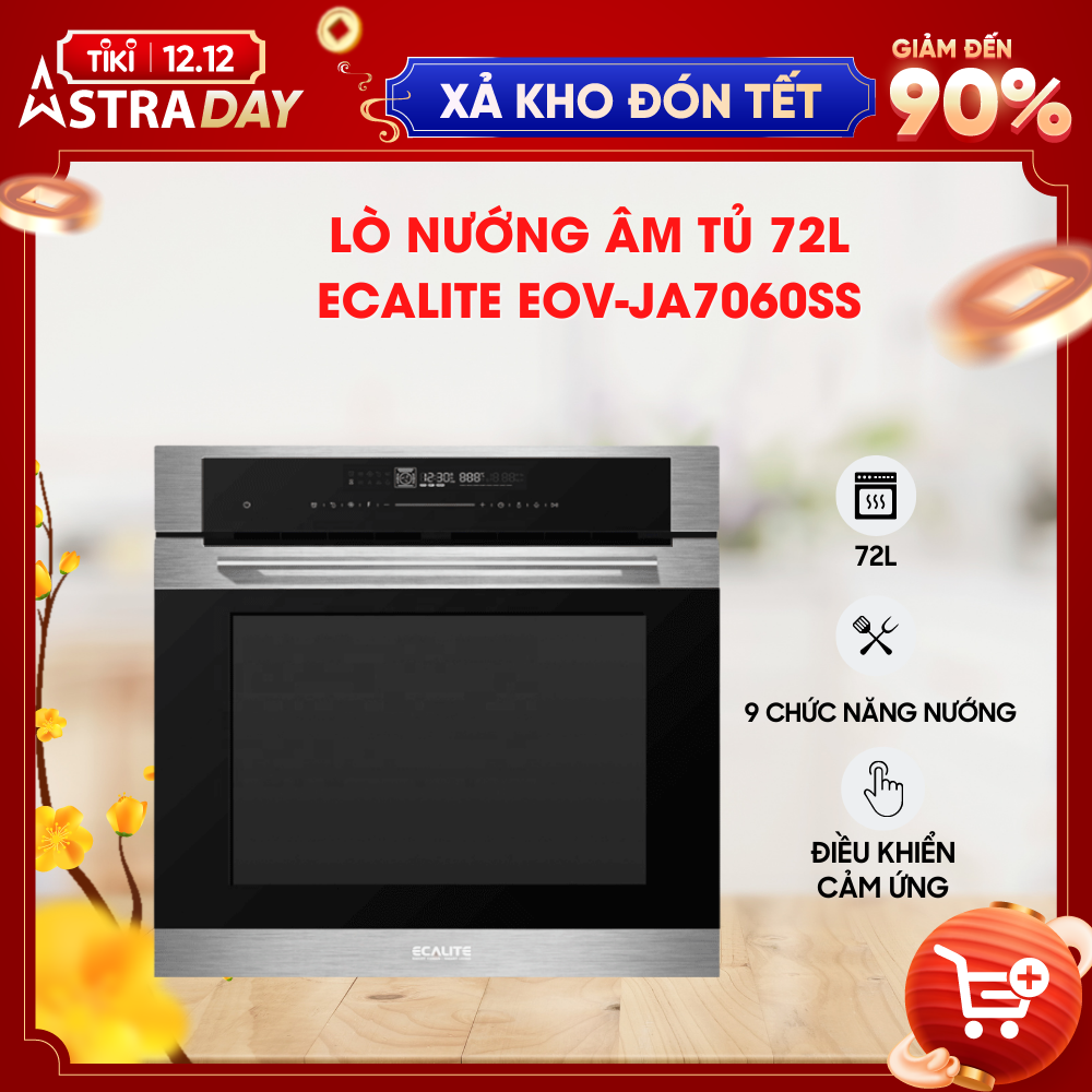 Lò Nướng Âm Tủ Ecalite EOV-JA7060SS - 70L - 9 Chức Năng Nướng - Điều Khiển Cảm Ứng - Hàng Chính Hãng