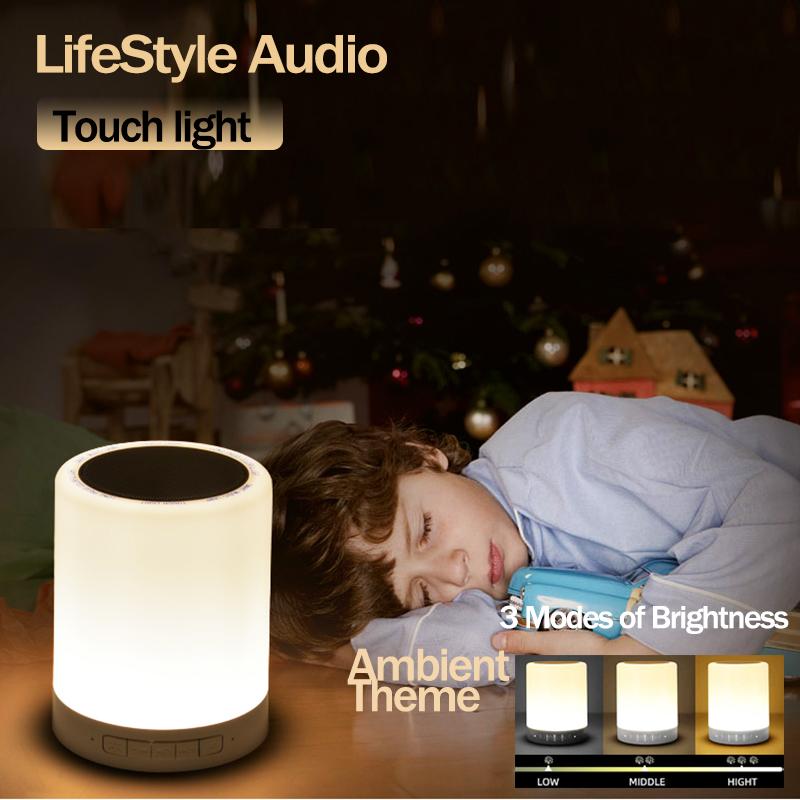 Người chơi bluetooth không dây di động Mini Touch Pat nhẹ Đèn LED Đèn LED Đèn Night Đèn bàn ngủ cho giấc ngủ ngon hơn Color: with LED