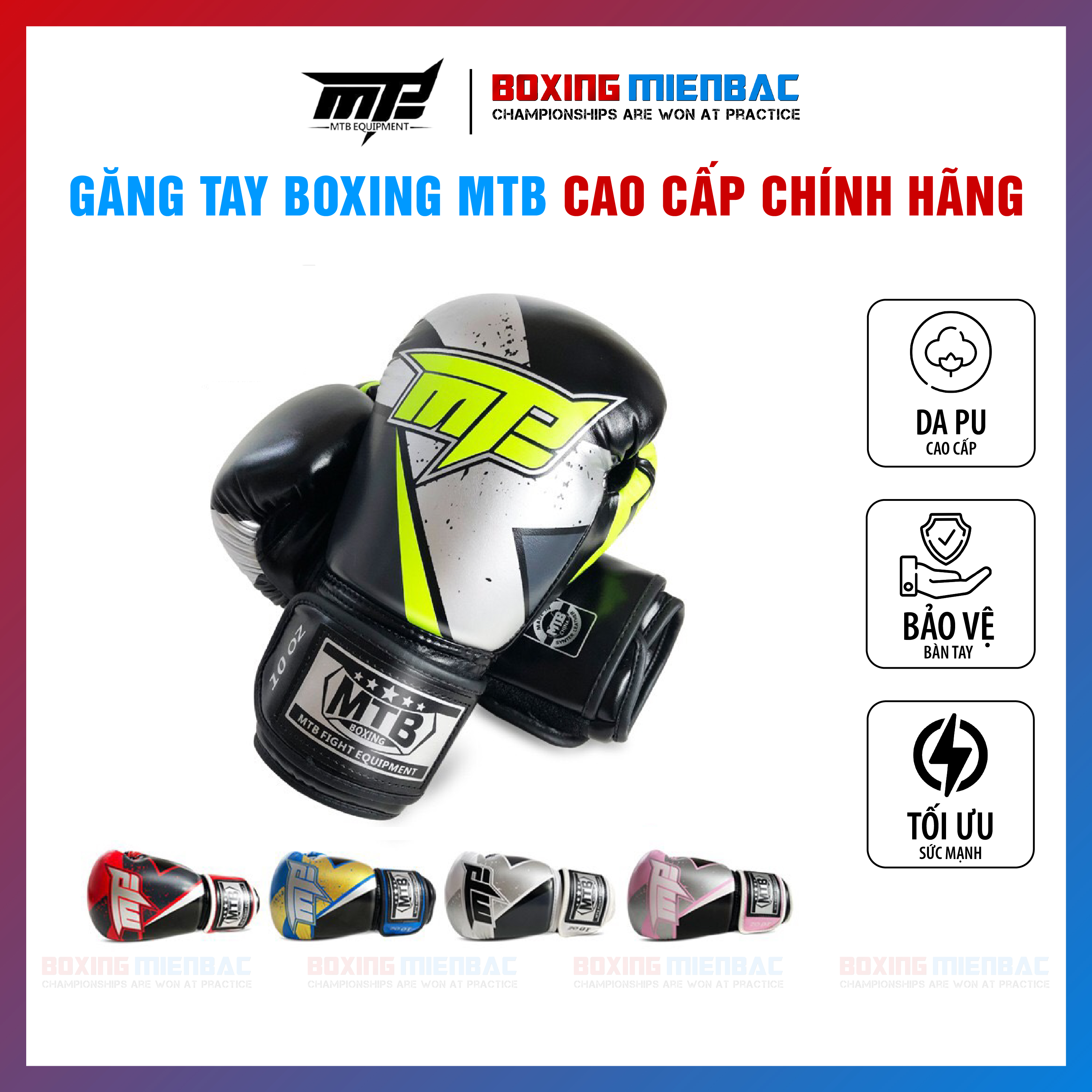 Găng Tay MTB Max Võ Thuật/ Boxing/ Muay - Kèm Túi Đựng Đủ Màu Đủ Size