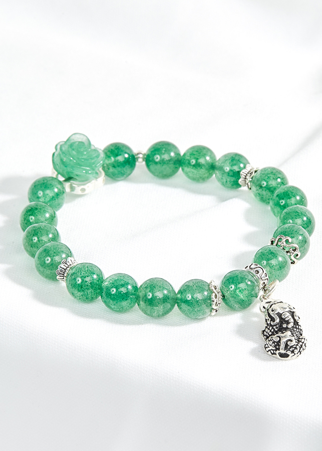 Vòng thạch anh xanh phối charm tỳ hưu treo Ngọc Quý Gemstones