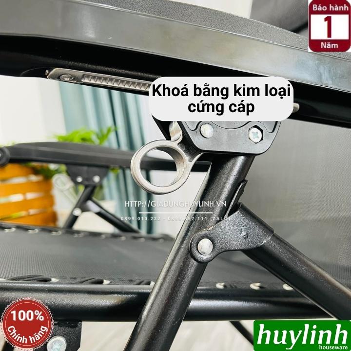 Ghế xếp gấp thư giãn Sumika 179A - Khoá kim loại - Tải trong 200kg - Tặng khay để ly - Hàng chính hãng bảo hành 12 tháng