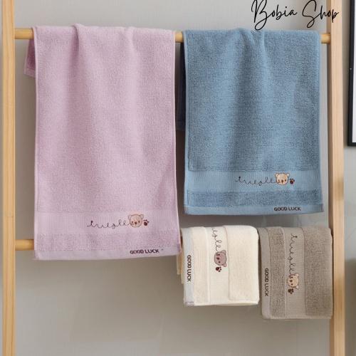 Khăn mặt cho bé yêu chất liệu cotton thêu hình gấu nhỏ dễ thương khăn bền dùng kích thước 30x50cm