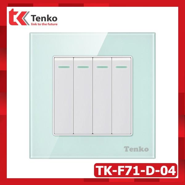 Công tắc Vuông 4 Hạt Mặt Kính Cường Lực Cao Cấp Tenko TK-F71-D-04 Full Color